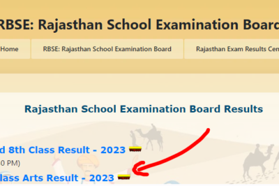 RBSE 12th Result 2023 Arts,  RBSE 12th Result 2023 Arts Name Wise Roll Number